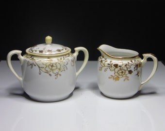 Porcelain Sugar And Creamer, Noritake China, Nippon, 1911 - 1921