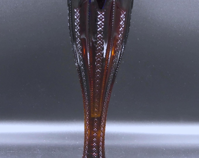 Vintage Glass Bud Vase, Tiara (Indiana Glass Company) Ribbon, Burnt Honey, 1970s