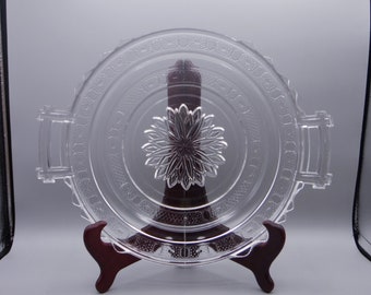 Early American Pressed Glass Handled Tray, Doyle And Company, Doyle No 200 (OMN) a/k/a Two Band ca 1880s