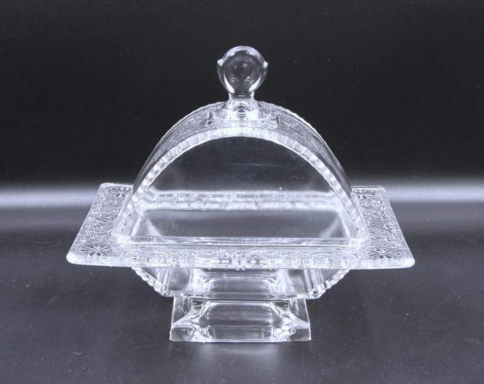 EAPG Butter Dish; Riverside Glass Works, #123; Jersey Lily (OMN) 1883