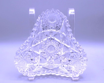 American Brilliant Period Cut Glass Bon Bon Dish, possibly J D Bergen Cut Glass Company, unknown pattern ca 1900 - 1910