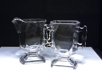 Early American Pressed Glass Sugar and Creamer - Central Glass; #730 1883