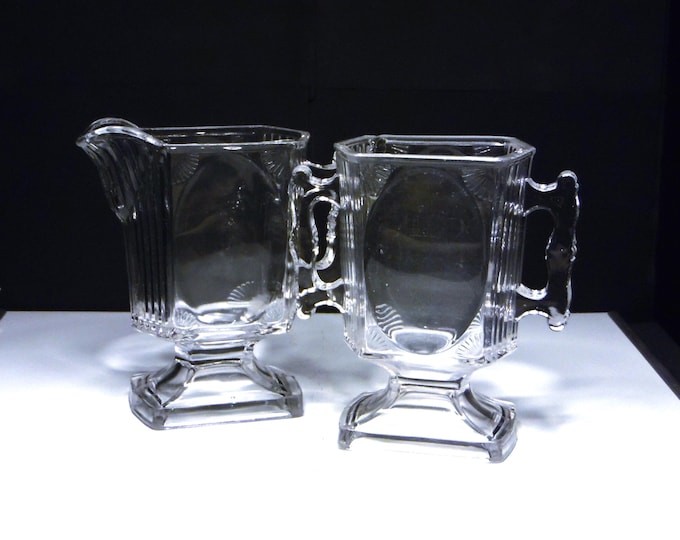 Early American Pressed Glass Sugar and Creamer - Central Glass; #730 1883
