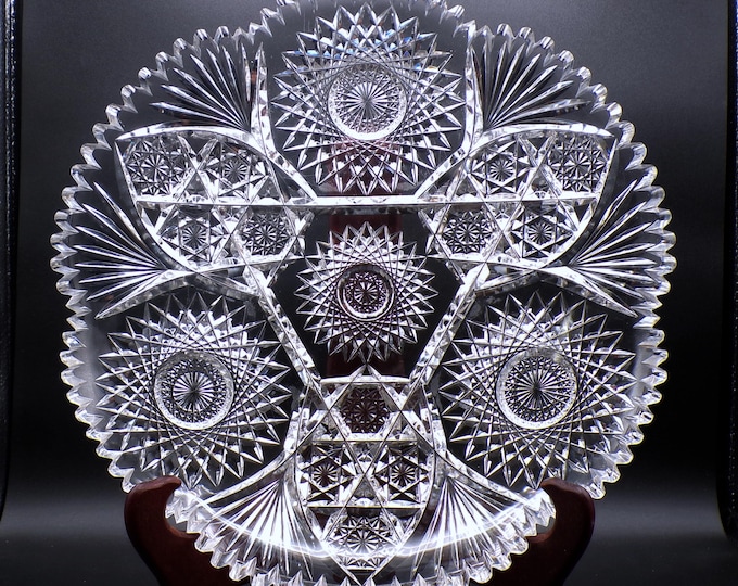 American Brilliant Cut Glass Tray: L. Straus and Sons, c1895-1900