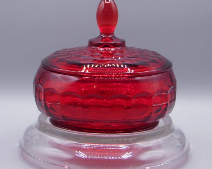 Vintage/Mid-Century Modern Glass Candy Dish, Viking Glass Company, Georgian, Ruby Red, 1950s/60s