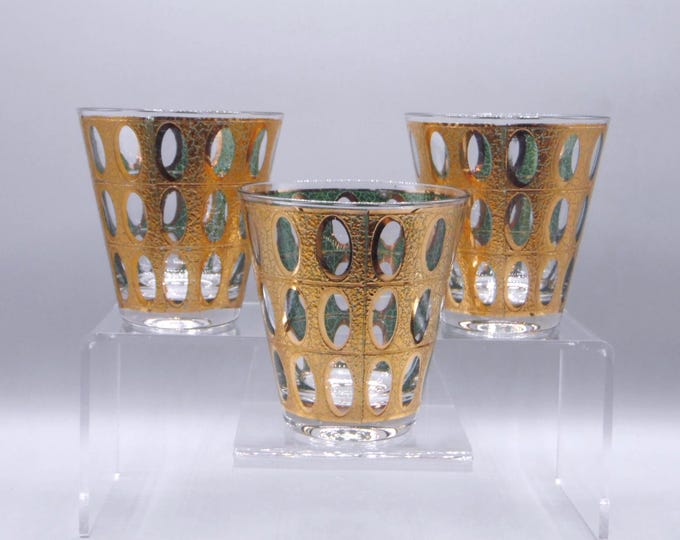 Vintage, Mid-Century Modern Glass Double Old Fashioned Glass, Culver, Ltd, Piza, 1950s/60s