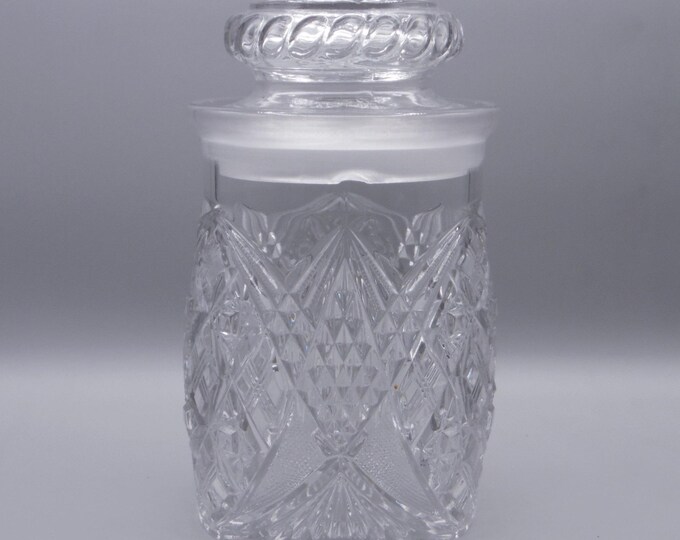 Early American Pressed Glass Tobacco Jar, McKee And Brothers, Gladiator (OMN) 1897