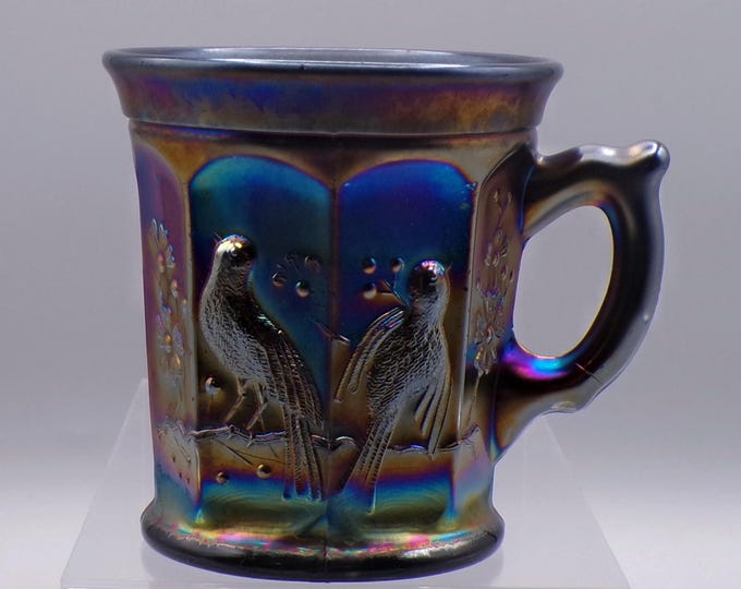 Carnival Glass Mug, H. Northwood Company, Singing Birds, 1912 - 1915, Amethyst