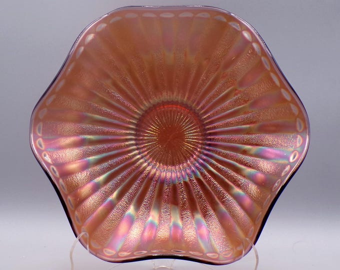 Carnival Glass Bowl, Fenton Art Glass Company, Stippled Rays, Amethyst, c 1908