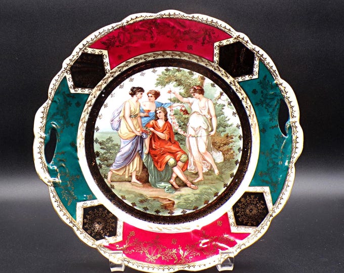 Porcelain Handled Plate, ES Prov Sxe, Germany (Erdmann Schlegelmilchj) Mythological Scene, Mark 14, 1900 - 1920
