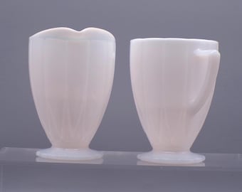 Depression Glass Sugar and Creamer, Hazel - Atlas Glass Company, Newport aka Hairpin, Platonite, 1936 - 1940