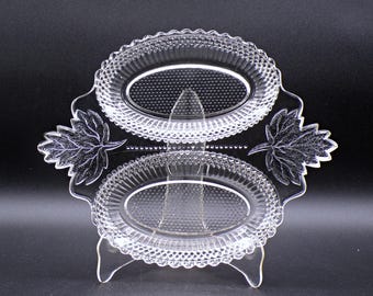 Early American Pressed Glass Olive/Pickle/Relish Dish; Campbell Jones And Company; Pearl (OMN) AKA Dewdrop With Star 1877