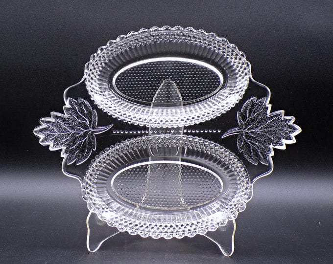 Early American Pressed Glass Olive/Pickle/Relish Dish; Campbell Jones And Company; Pearl (OMN) AKA Dewdrop With Star 1877
