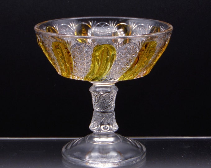 Early American Pressed Glass Jelly Compote McKee & Brothers Doric (OMN) a/k/a Feather 1896