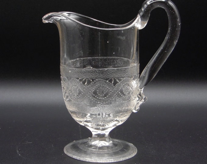 Early American Pressed Glass Table Creamer Boston Silver Glass Company Beaded Chain (a/k/a) a/k/a Looped Cord 1870
