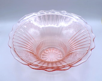 Depression Glass Large Bowl, Hocking Glass Company, Mayfair, Pink, 1931 - 1937