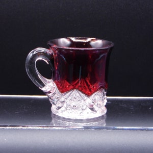 Early American Pressed Glass Toy/Child Mug, Jefferson Glass Company, Star (OMN) aka Diamond and Peg; Diamond Peg; Diamond with Peg; ca 1900