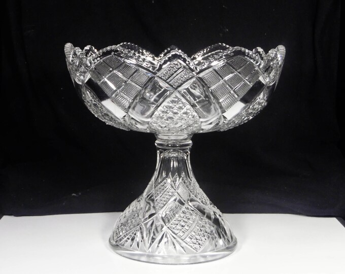 Early American Pressed Glass Compote, National Glass Company, National #3; Eureka (OMN) AKA National Eureka ca 1901