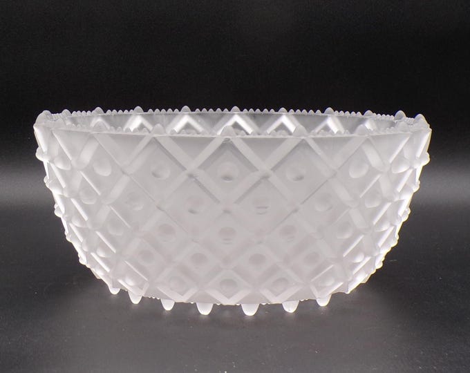 Early American Pressed Glass Bowl, Aetna Glass and Manufacturing Co,; #335 (OMN) aka Barred Hobnail; Hobnail with Square; Satin Frosted 1887
