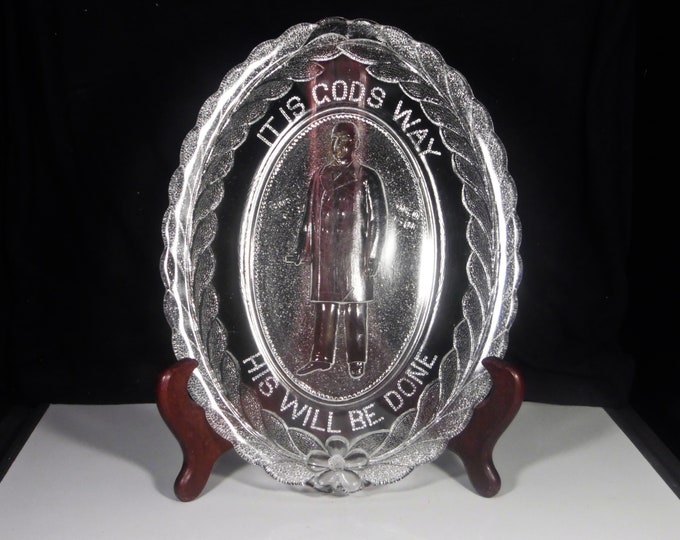 Early American Pressed Glass Commemorative Plate, United States Glass Company, McKinley Commemorative Plate (AKA) 1901