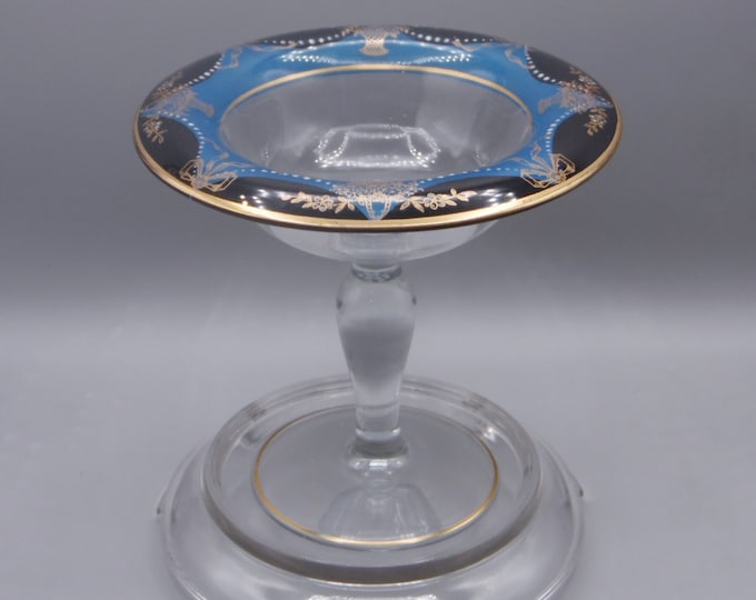Elegant Era Glass Sweetmeat Compote, Westmoreland Glass Company, Hand Decorated, ca 1920's