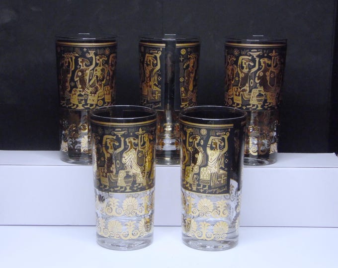 Vintage/Mid-Century Modern Highball Glass, Georges Briard, Egyptian, 1960s