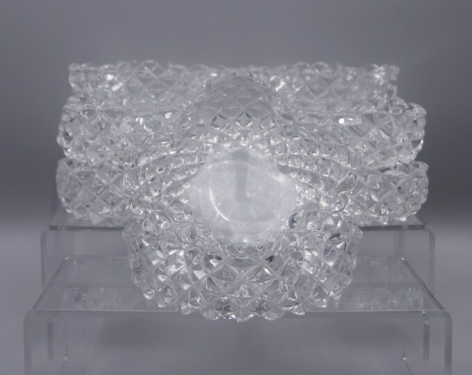 Early American Pressed Glass Individual Berry Bowl, Ripley & Company (second 1875 - 91) Roanoke (OMN) a/k/a Late Sawtooth c 1890
