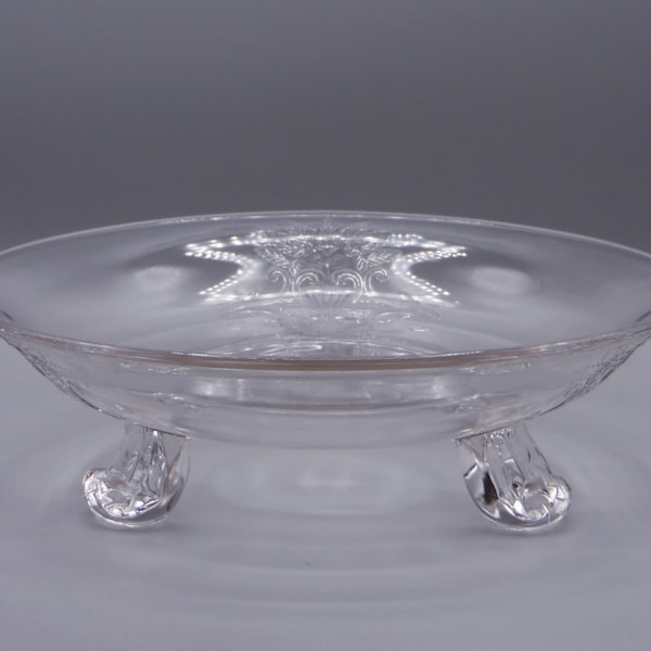 Early American Pressed Glass Shallow Footed Bowl, Riverside Glass Works, Riverside #4 (OMN) aka Grasshopper, 1883