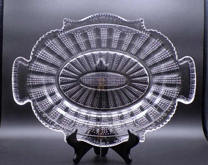 Early American Pressed Glass Platter/Tray, Campbell, Jones And Company; Paneled Dewdrop (AKA) 1878