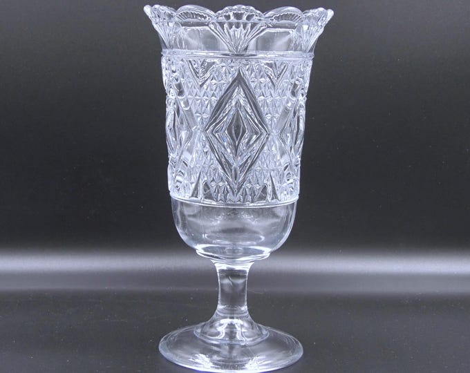 Early American Pressed Glass Celery Vase, Bryce, Higbee and Co, Grand (OMN) mid 1880s