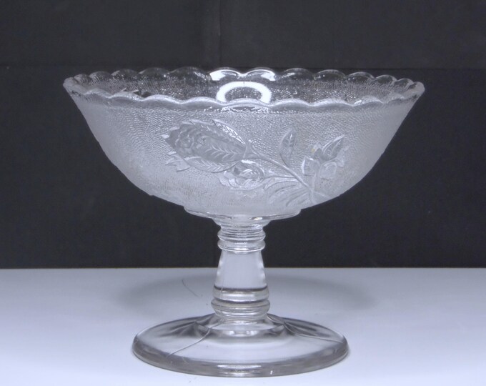 Rose in Snow Compote: Early American Pressed Glass, 1883
