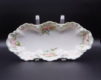 Porcelain Celery Dish, Charles Haviland, Limoges France, Hand Painted Ca 1915