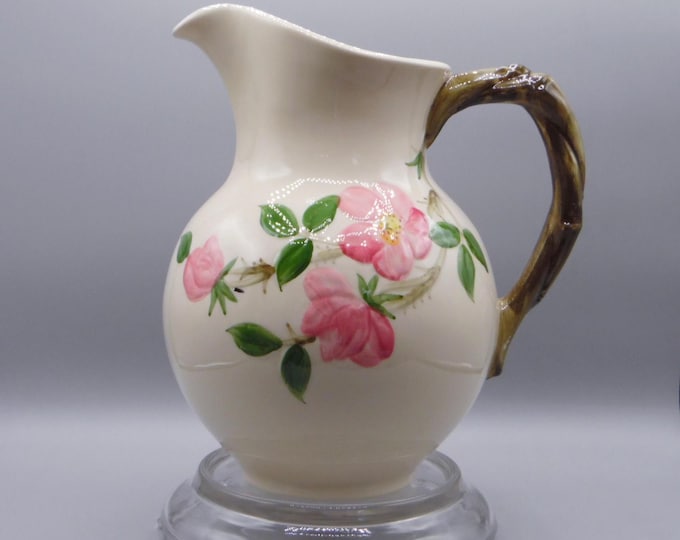 Vintage Pottery Pitcher, Franciscan Ware, Desert Rose, 3 Flower, 1964 - 1966