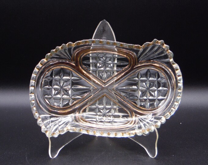Early American Pressed Glass Olive/Pickle/Relish Dish U S Glass Company U S Glass No 15029, Indiana (OMN) a/k/a Prison Windows 1897