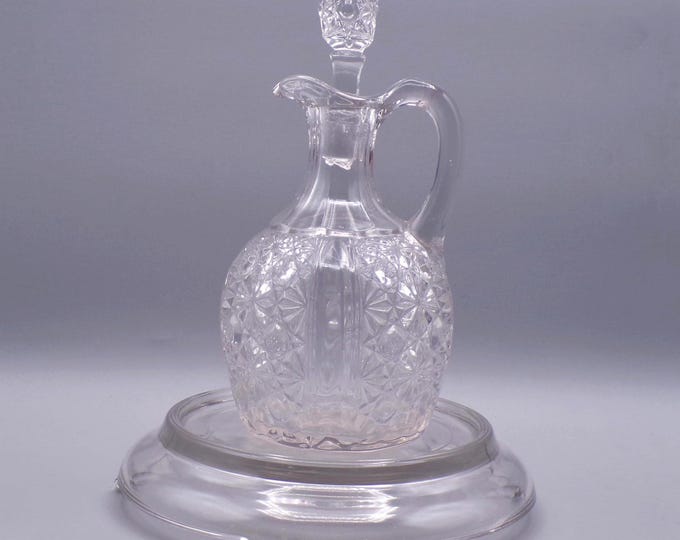 Early American Pressed Glass Cruet, George Duncan and Sons, Ellrose (OMN) aka Paneled Daisy and Button, 1885