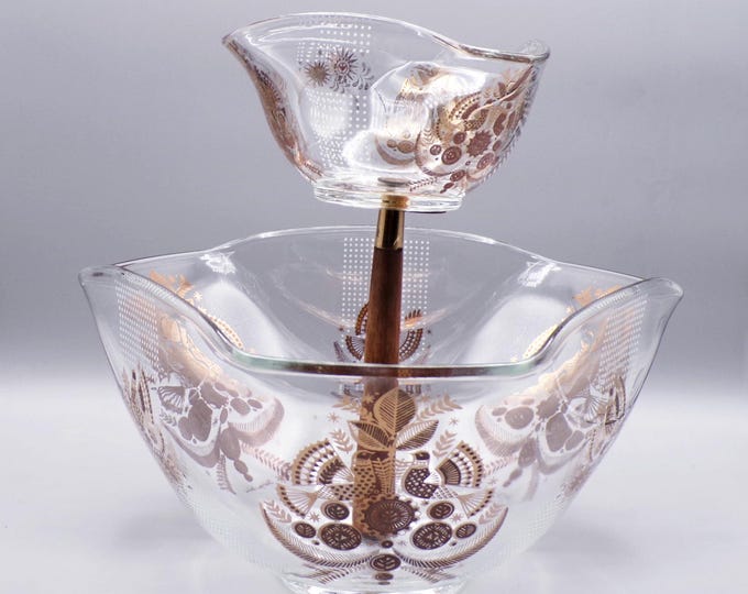 Mid-Century Modern/Vintage Glass Chip and Dip Set, Georges Briard, Sonata, 1960s