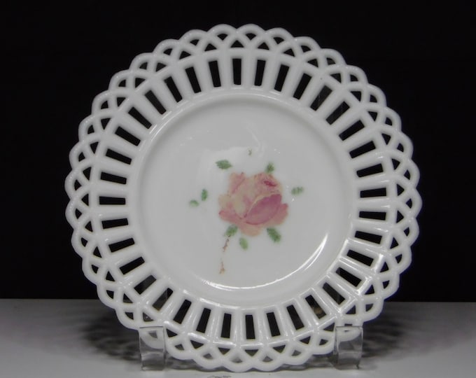 Early American Pressed Glass/Opaque (Milk) Glass Plate, Canton Glass Company, Canton Gothic Edge (AKA) 1890s