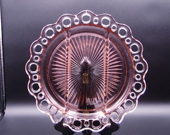 Depression Glass 3 Part Relish Plate, Hocking Glass Co, Old Colony (OMN) a/k/a Lace Edge, 1930 - 1934