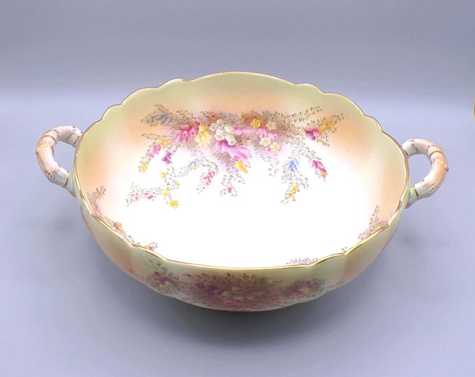 Carlton Ware Porcelain Bowl: Blush Ware; Heather Pattern, Wiltshire and Robinson 1894 - 1920
