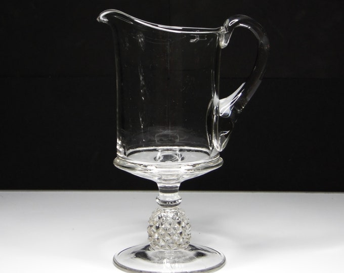 Early American Pressed Glass Table Creamer, Ripley and Company (2nd), Pavonia (OMN) aka Pineapple Stem; 1888