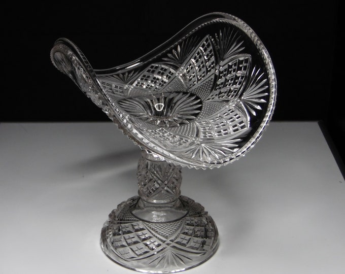Early American Pressed Glass Cake Stand (aka Banana Stand), Tarentum Glass Co, Virginia (OMN) aka Many Diamonds; Tarentums Virginia; 1895