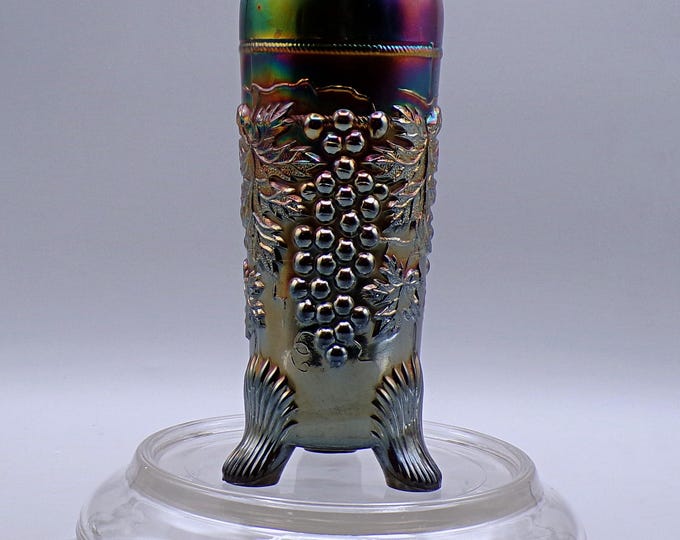 Carnival Glass Hatpin Holder, Northwood Glass Company, Grape and Cable, Black Amethyst, 1910 - 1918