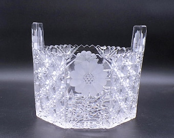 American Brilliant Period Cut Glass Ice Tub, Unknown maker, Harvard Pattern and Floral Cut, 1915-1920