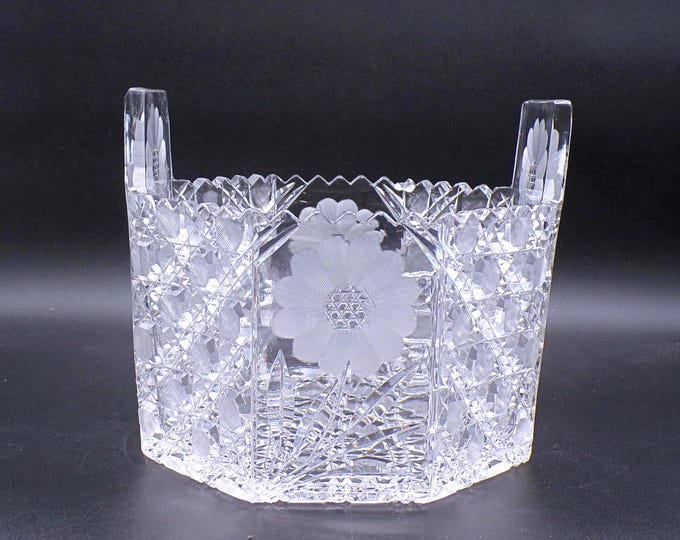 American Brilliant Period Cut Glass Ice Tub, Unknown maker, Harvard Pattern and Floral Cut, 1915-1920