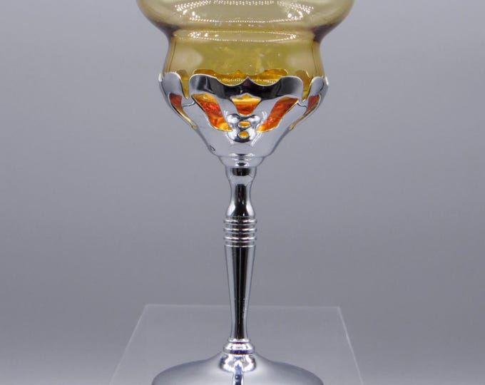Elegant Era Glass Cocktail Glass, Cambridge Glass Company and Farber Bros, Cambridge #0540 insert, Kromekraft Stem, 1930s