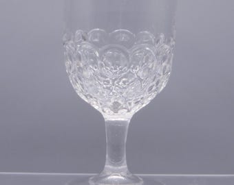 Early American Pressed Glass Wine Goblet, unknown maker, Round Thumbprint (aka) 1870s/80s