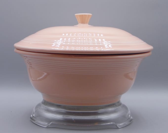 Vintage Pottery Covered Casserole, Fiesta, Homer Laughlin, Apricot, 1986 - 1998