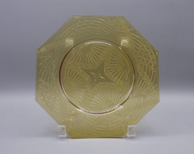 Elegant Era Glass Salad Plate L E Smith Glass Company, Romanesque #100, Amber Late 20's