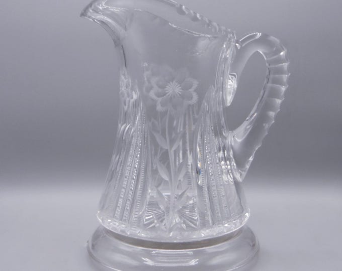 American Brilliant Period Cut Glass Water Pitcher, Undetermined Maker, Unknown Pattern, ca 1915 - 1920