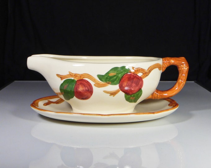 Pottery Gravy Boat/Attached Underplate, Franciscan, Apple, 1953 -1958